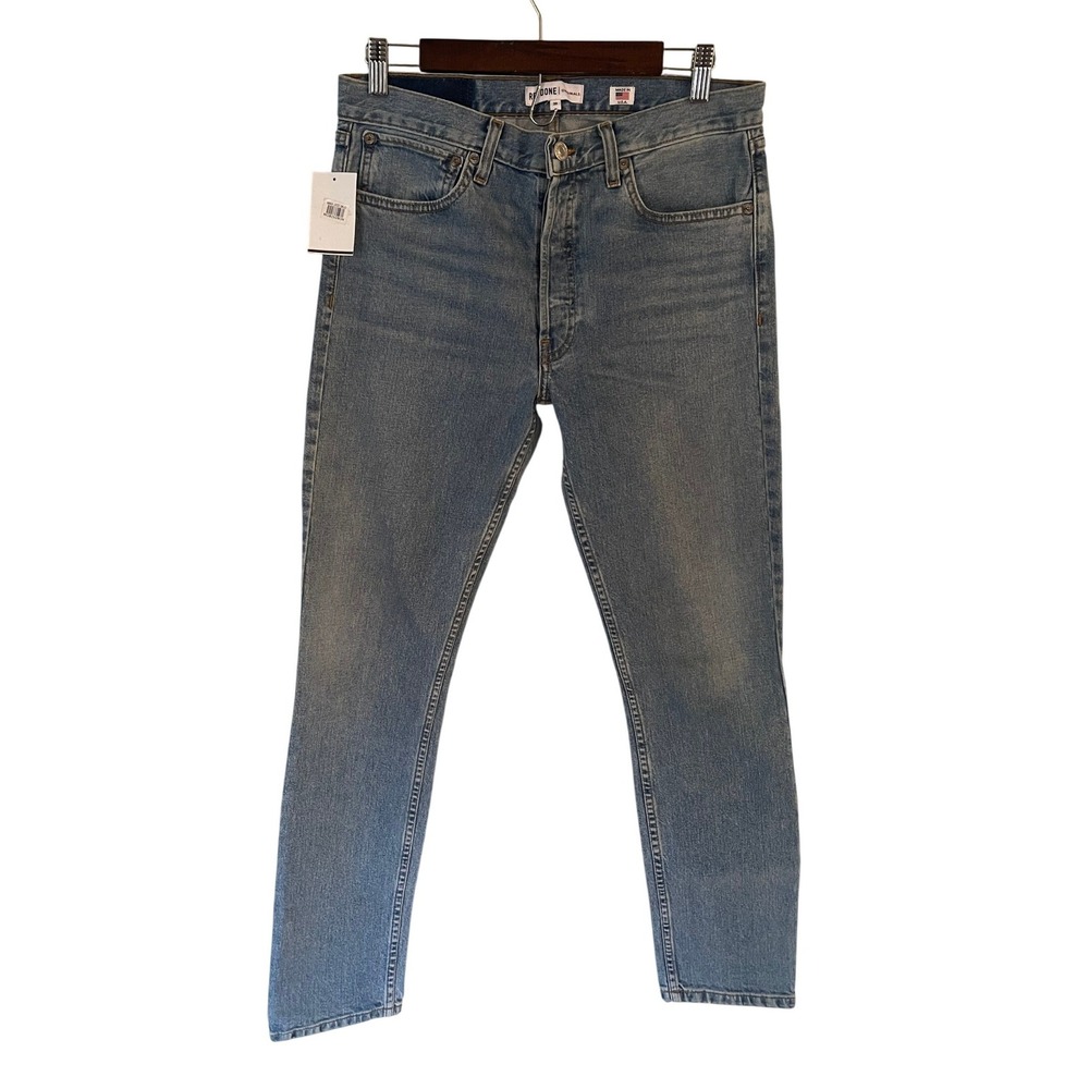 RE/DONE Originals Straight‎ Skinny Jeans Light Wash Blue Button Fly Size 30 NWT